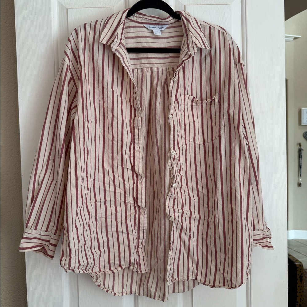 STRIPED LINEN BUTTON UP